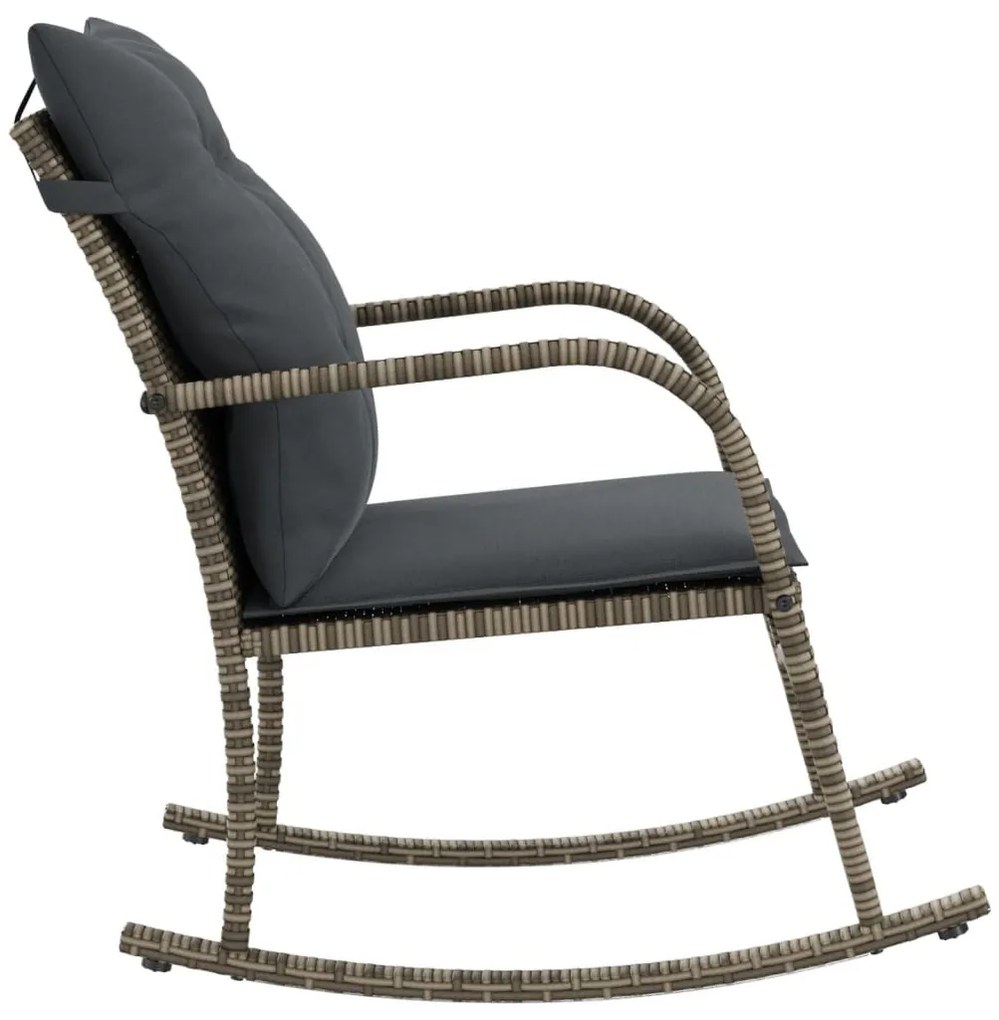szürke polyrattan kerti hintaszék párnával