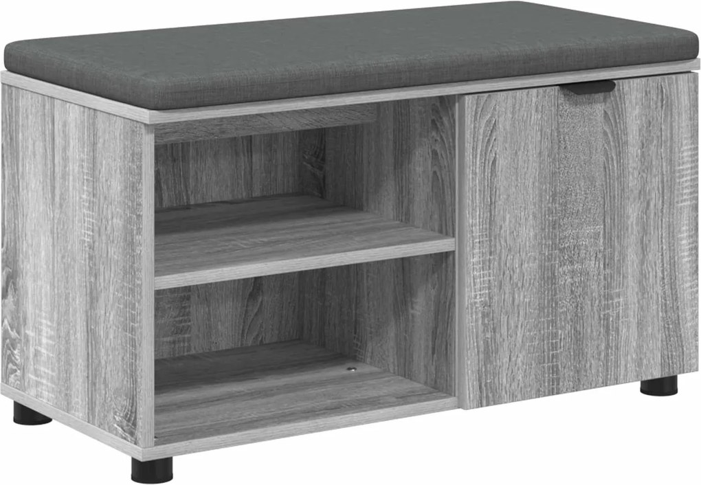 vidaXL Előtér pad Szürke Sonoma 80 x 38 x 46 cm Műanyag Fa és Szövet
