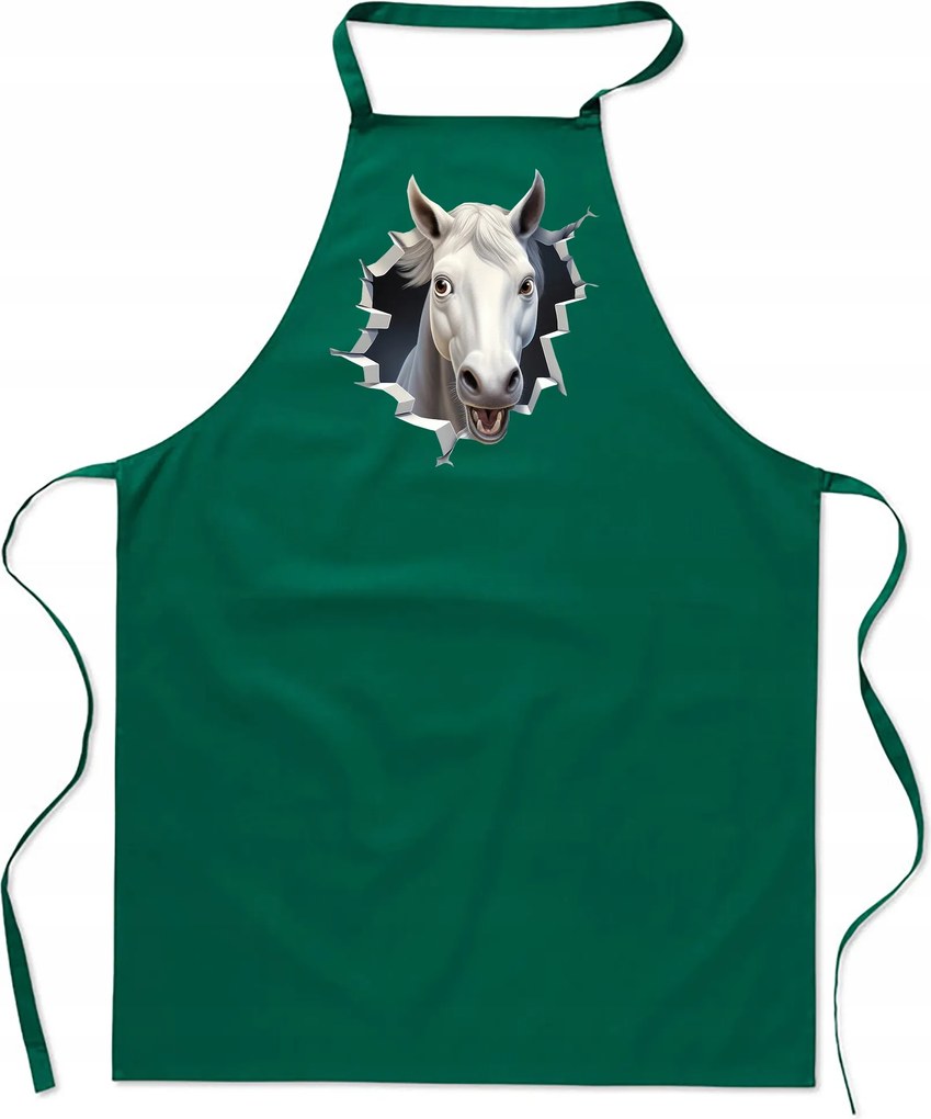 Konyhai Kötény pamut zöld lyuk Ló ló FA_496_z