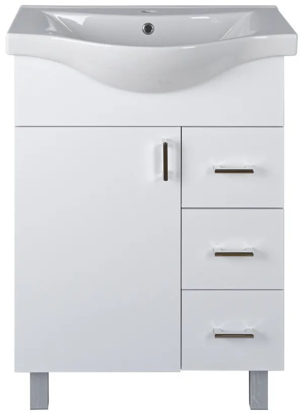 Viva STYLE Bianka 65 lábon álló fürdőszobabútor 3 fiókos Sanovit ALBATROS10065 mosdóval 64,5x46,5cm