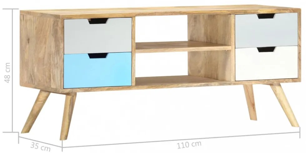 tömör mangófa TV-szekrény 110 x 35 x 48 cm