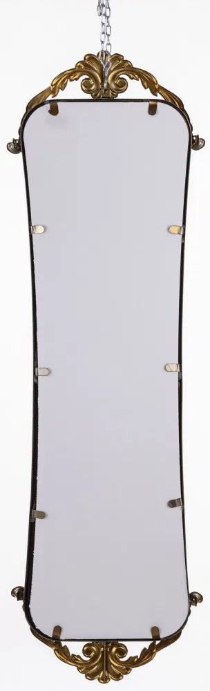 Lekerekített keskeny fali tükör alul felül díszesen megmunkált óarany dekorációval 115x35,5x2,5cm