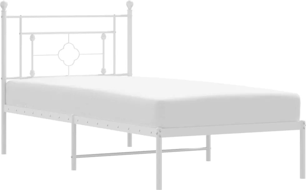 vidaXL fehér fém ágykeret fejtámlával 90x200 cm