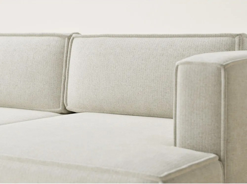 Krémszínű zsenília kinyitható-tárolóhelyes sarokkanapé (jobb oldali-heverő résszel) Velto – Maison de Rêve