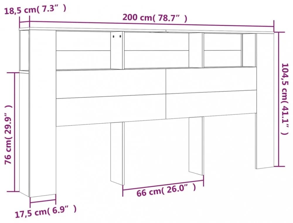 betonszürke áthidaló szekrény 200x18,5x104,5 cm