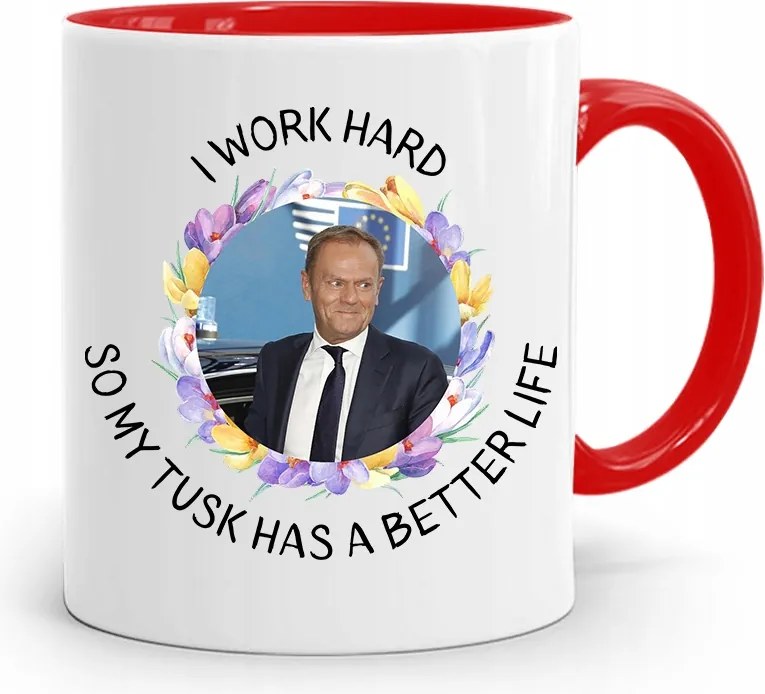 Donald Tusk Piros Bögre Platform Ajándék fényképes nyomtatással