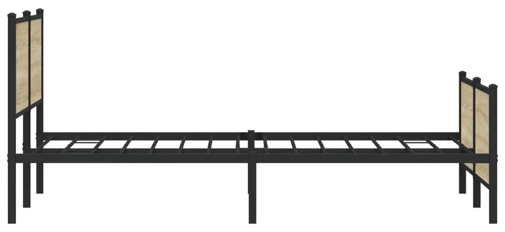 sonoma tölgy színű fém ágykeret matrac nélkül 180 x 200 cm