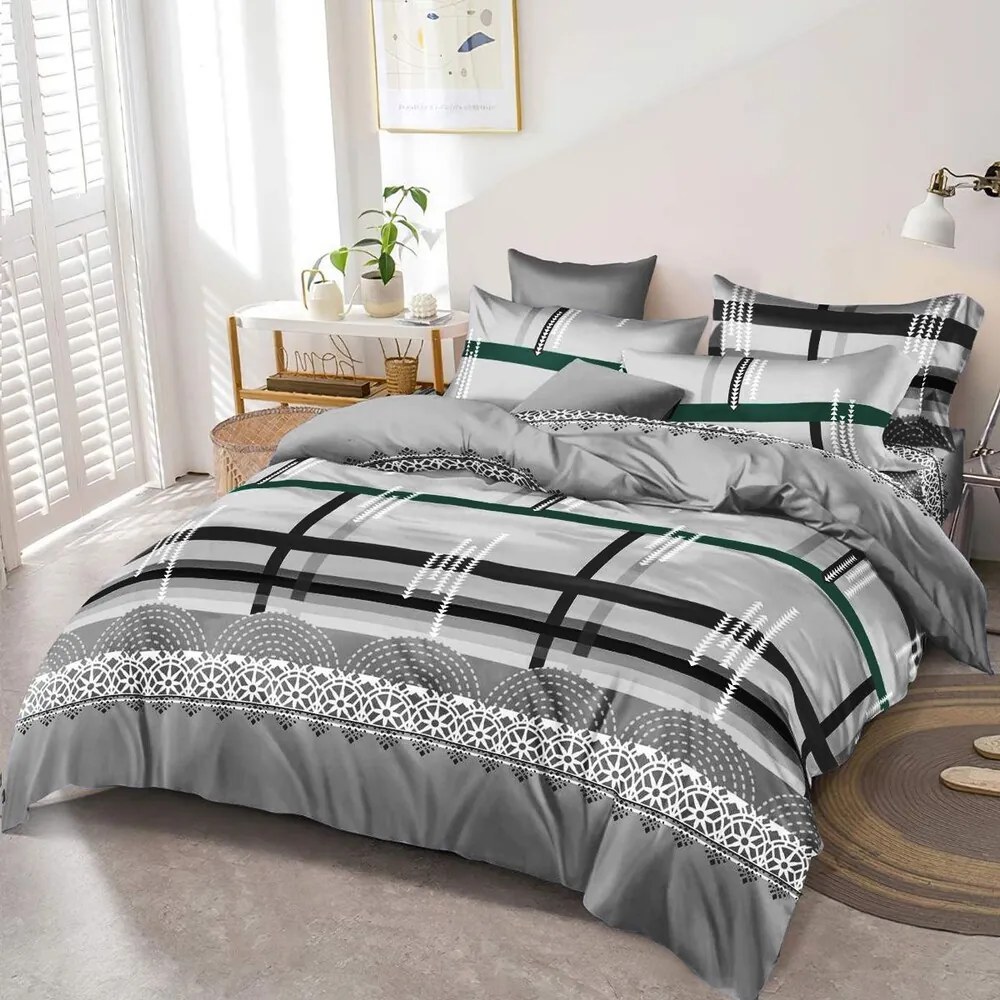 Pamut ágynemű Homa REMIG GREY LINE 7 részes 140X200 cm