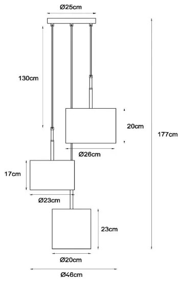 Lucide 45409/13/38 - Csillár zsinóron MAYA 3xE27/40W/230V krémes
