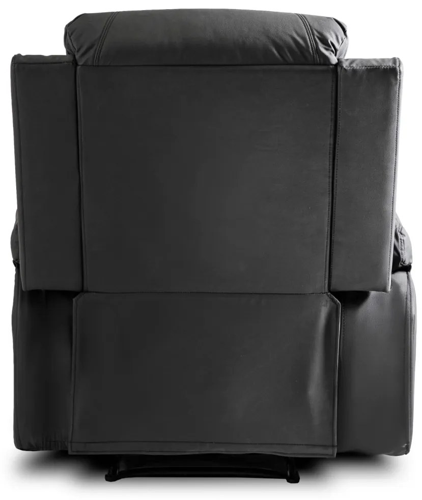 Elektromosan Vezérelhető Masszázsfunkciós Relaxfotel Fekete Eco-bőr Kárpittal. BOX