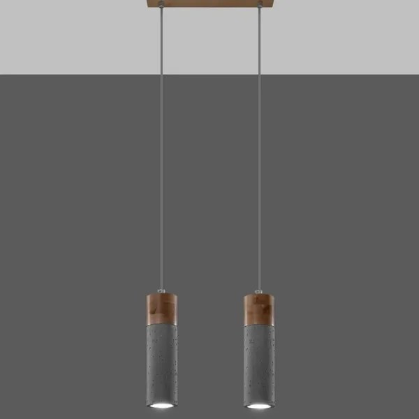 Sollux SL.0966 - Csillár zsinóron ZANE 2xGU10/40W/230V beton/fa