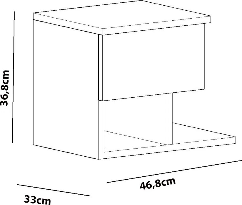 Yasso éjjeliszekrény, fehér, 46,8 cm