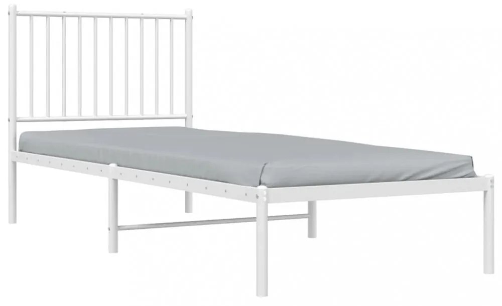 fehér fém ágykeret fejtámlával 80x200 cm