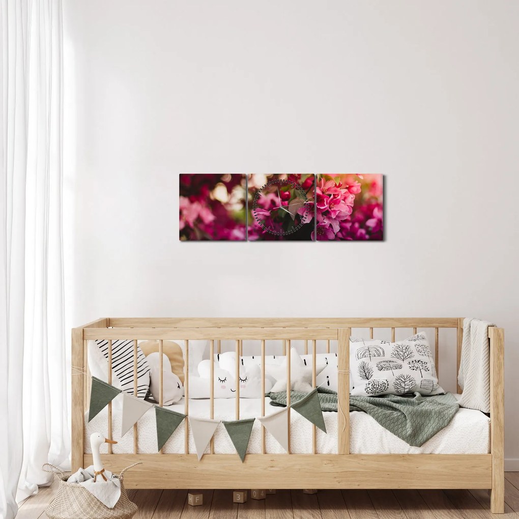 Virágzó bokor képe (órával) (90x30 cm)