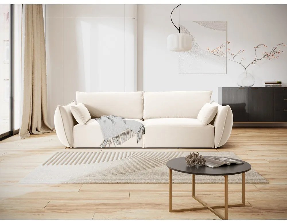 Bézs bársony kanapé 208 cm Vanda – Mazzini Sofas