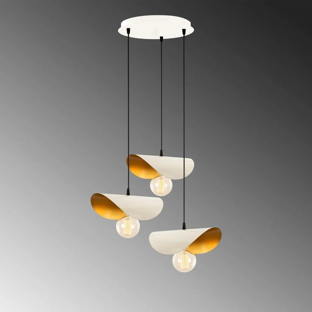 Sivani MR-964 fehér-arany fém függőlámpa, Ø45 cm, 3 izzós
