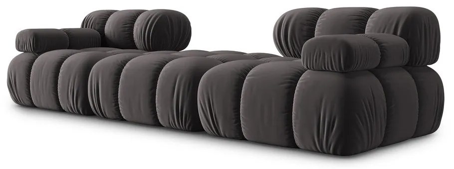 Sötétszürke bársony sarokkanapé Bellis – Micadoni Home