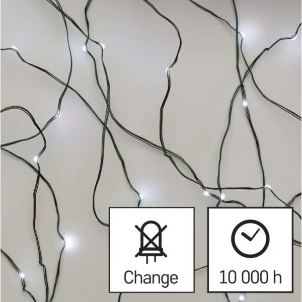 LED kültéri fényfüzér, 150 LED, 20 m, IP44, hideg fehér