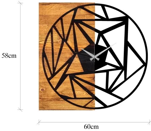 Fali óra 60x58 cm, 1xAA, fa/fém kivitel