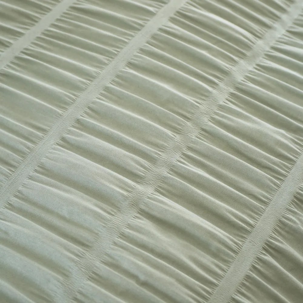 Világoszöld kétszemélyes-hosszabbított krepp ágyneműhuzat 230x220 cm Seersucker – Catherine Lansfield