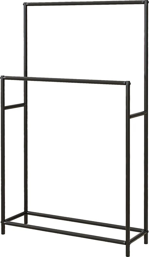 HOMCOM Törölközőtartó, szabadon álló, 2 rúd, rozsdamentes, 66x 20x 110 cm, fekete