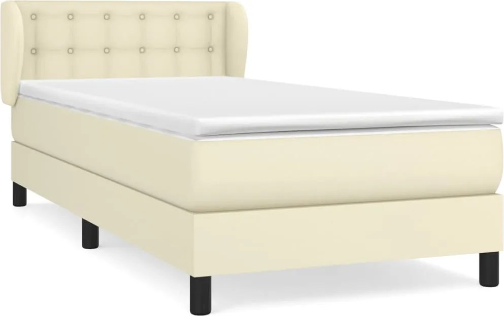 vidaXL krémszínű műbőr rugós ágy matraccal 100 x 200 cm