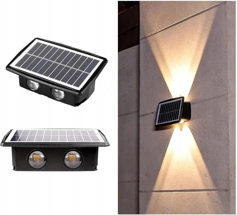 Kültéri napelemes fali lámpa kerti veranda táj dekoráció 4 Led