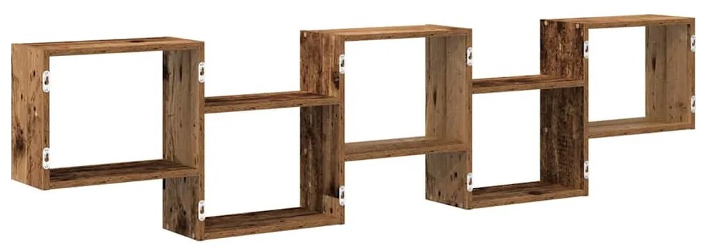 antik fa színű szerelt fa fali kockapolc 5 rekeszes színű