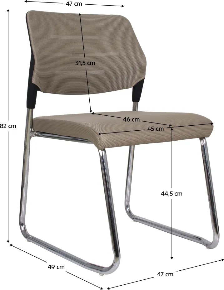 Tárgyalószék, világosbarna/króm, KLEDI