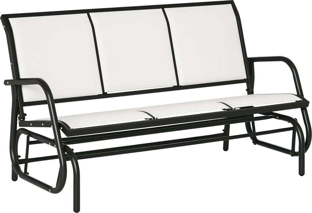 Outsunny 3 személyes kertibútor hintaszék fémből és légáteresztő hálós anyagból, 147x70x85cm, Bézs | Aosom