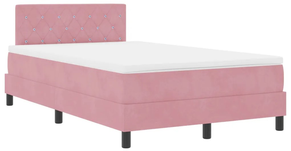 Boxspring Ágy Matrac Érted Rózsaszín Kicsi Dupla Bársony