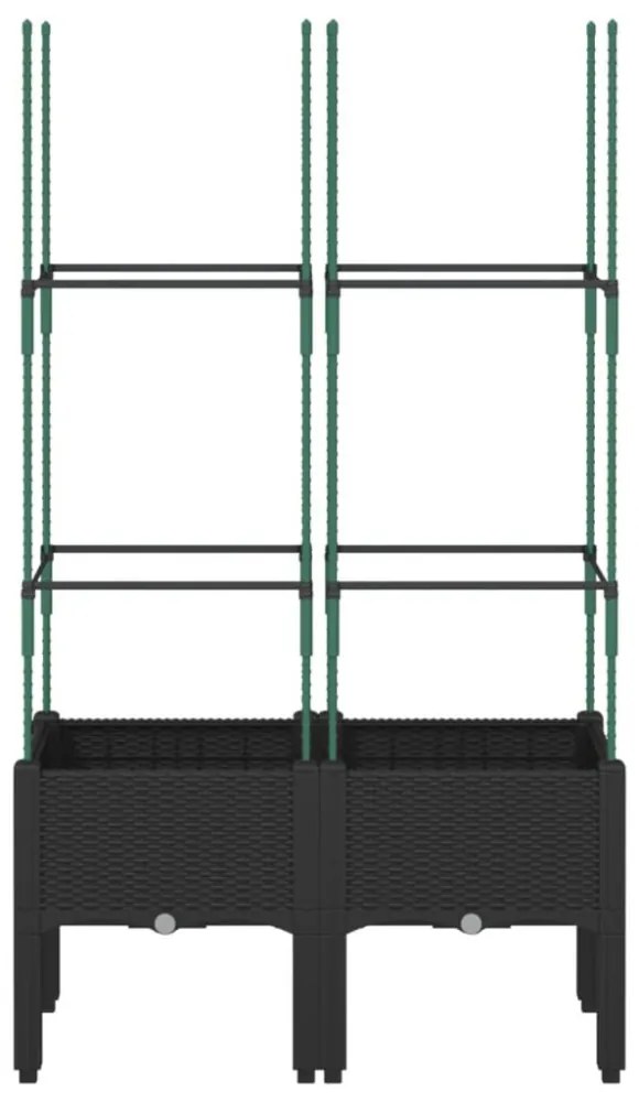 fekete polipropilén rácsos kerti ültetőláda 80 x 40 x 142,5 cm