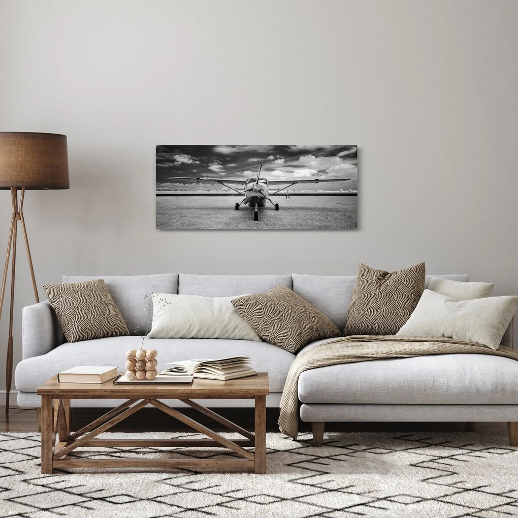 Kép - Repülőgép fekete-fehér (120x50 cm)