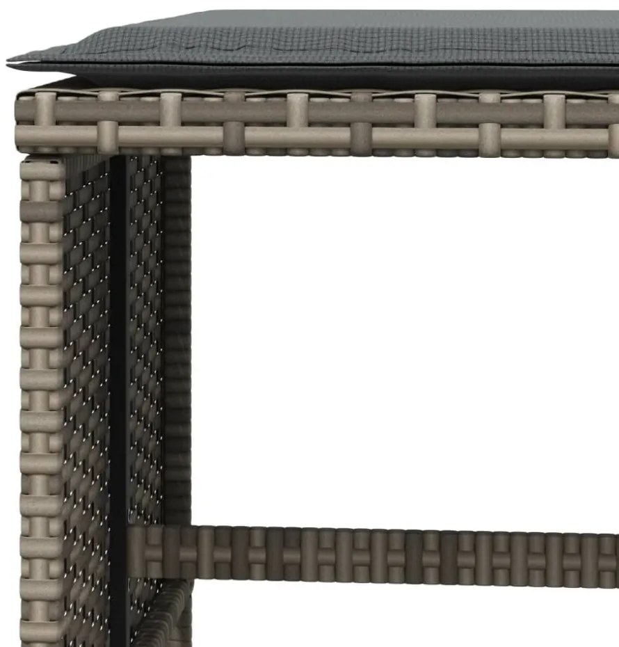 4 db szürke polyrattan kerti szék párnával 40 x 40 x 35 cm