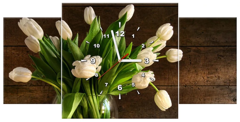 Gario Órás falikép Elbuvölo fehér tulipánok - 3 részes Méret: 100 x 70 cm