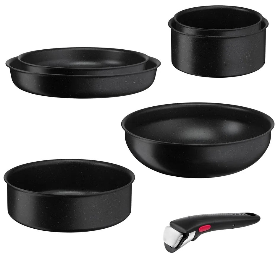 Alumínium edény készlet 7 db-os INGENIO Black stone L3998702 – Tefal