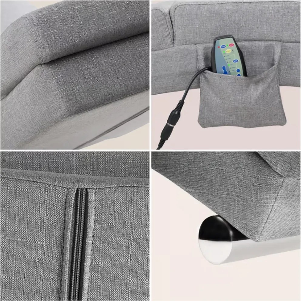 LONDON nyugágy masszázs- és fűtőfunkcióval, 186×55×89cm, szürke Casaria