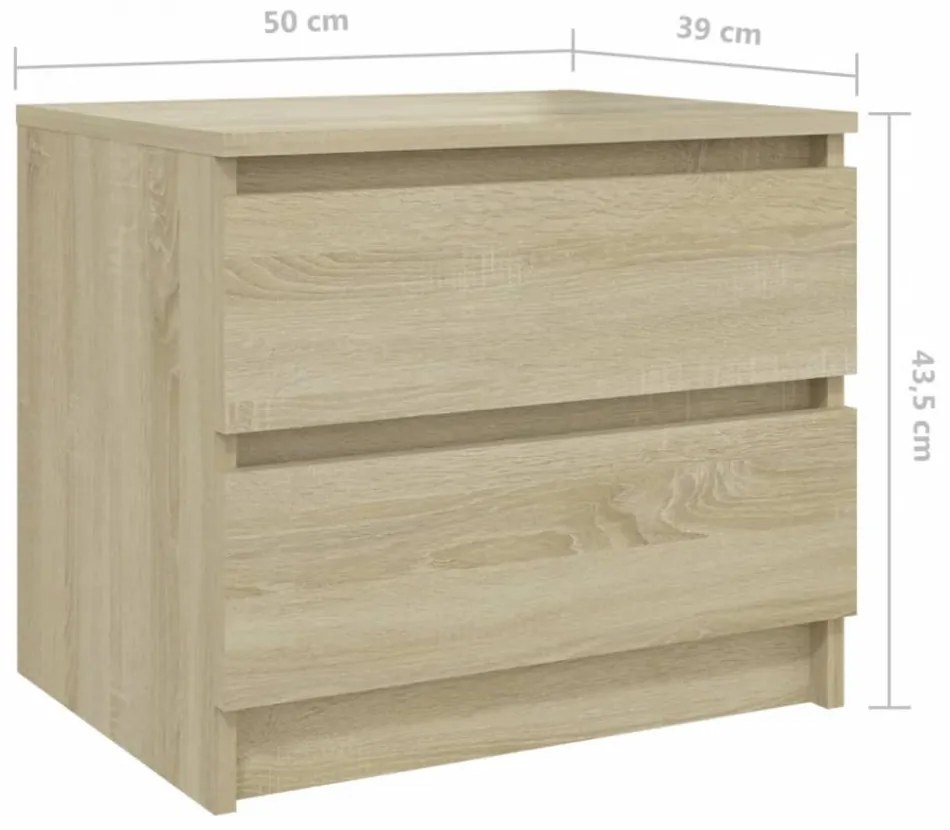 2 db sonoma tölgy színű szerelt fa éjjeliszekrény 50x39x43,5 cm