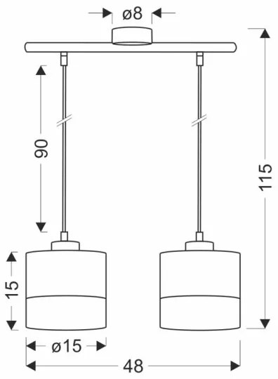 Csillár zsinóron PORTO 2xE27/60W/230V fekete/barna