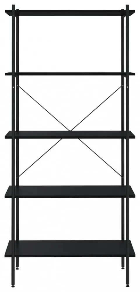 fekete 5 szintes polcrendszer 80x40x163 cm