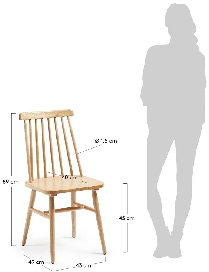 Natúr színű kaucsukfa étkezőszék szett 2 db-os – Kave Home