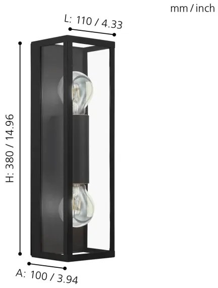 Eglo 99124 - Fürdőszobai fali lámpa AMEZOLA 2xE27/60W/230V IP44