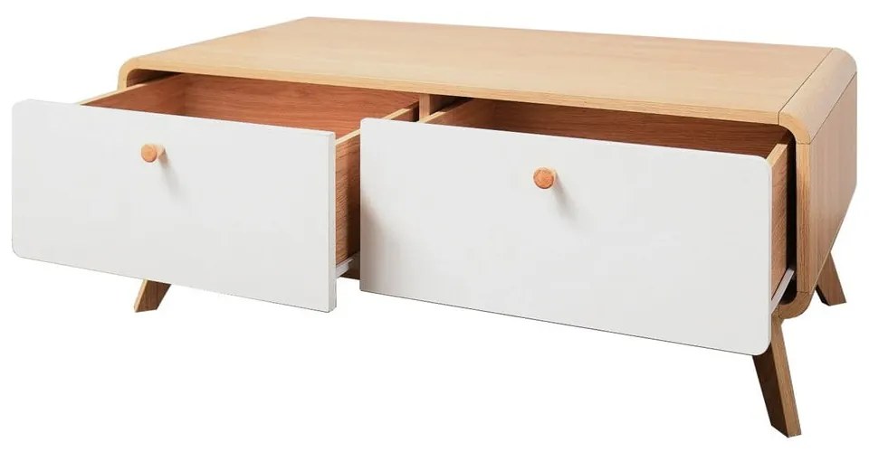 Fehér-natúr színű TV-állvány tölgyfa dekorral 100x40 cm Caitlin – Støraa