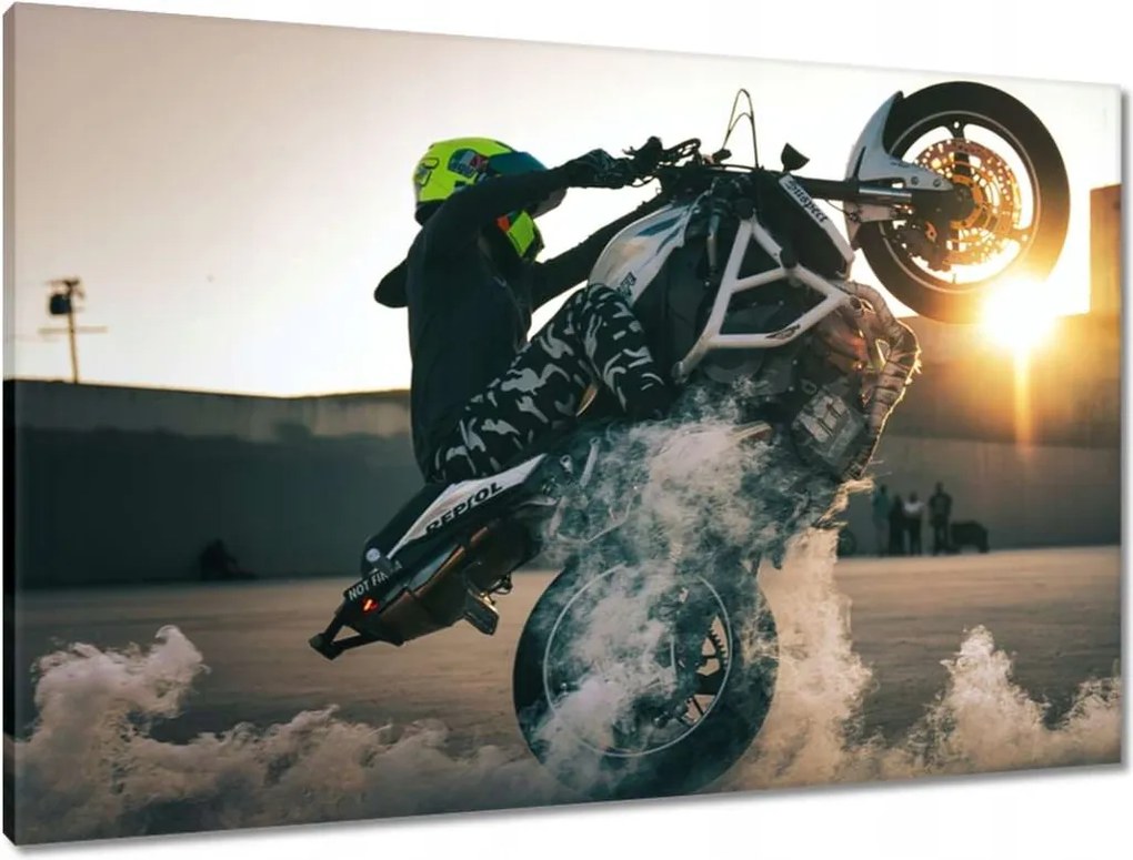 Vászonkép 90x60 Gumiégetés motorkerékpárral