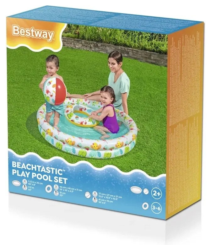 Bestway felfújható szett - medence 122 cm,úszógumik 46 cm, labda 27 cm