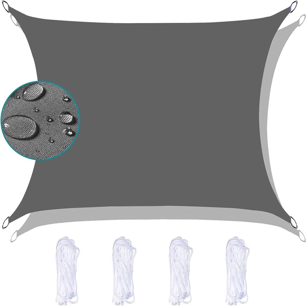 Napvitorla 4x5M Vízálló Napellenző Uv Kerti Árnyékoló