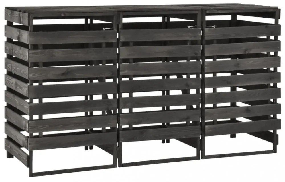 festett tömör fenyőfa tripla kerekeskuka-tároló 210x75x121 cm