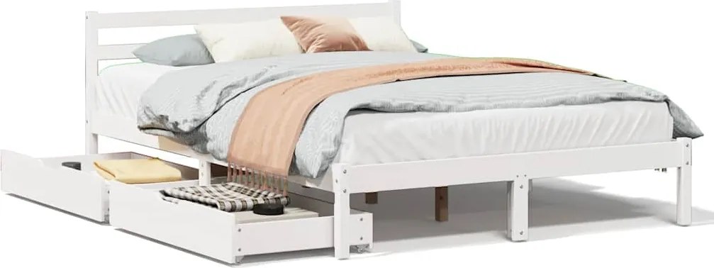 vidaXL fehér tömör fenyőfa ágy matrac nélkül 150 x 200 cm