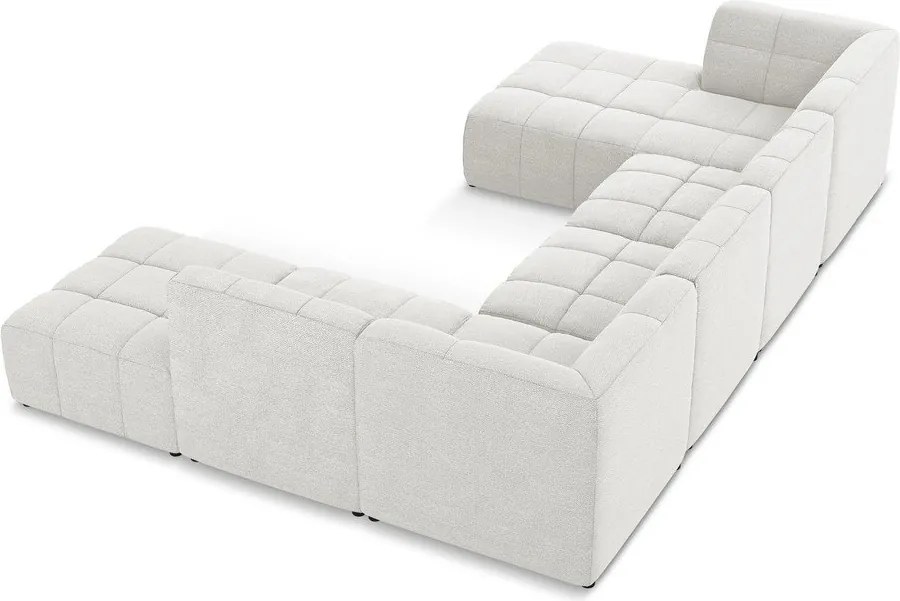 Fehér buklé sarokkanapé (U alakú) Aloha – Makamii