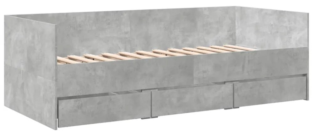 betonszürke kanapéágy fiókkal matrac nélkül 90x200 cm